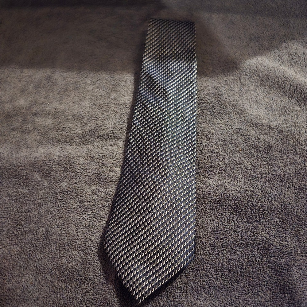 Joseph & Feiss Necktie OS Silk Tie Mens Blue Gold Geometric Woven Hand Made